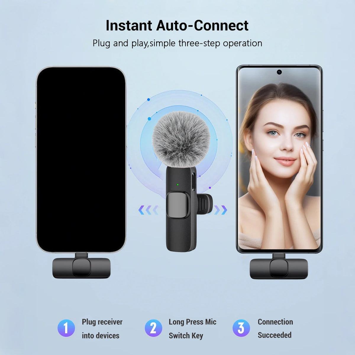 Wireless Lavalier Microphone for USB-C Phones & Devices